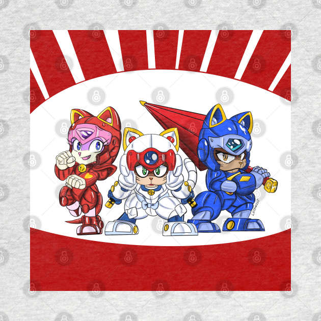 samurai pizza cats ecopop art cartoon by jorge_lebeau